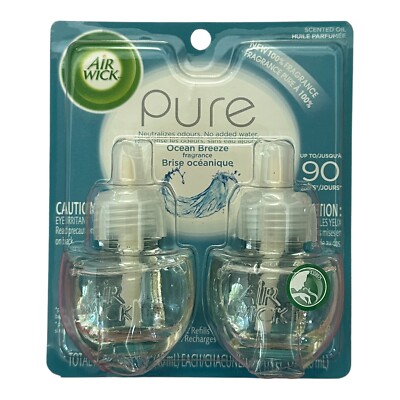 Air Wick Pure Ocean Breeze Scented Oil Plug In 2 Refills 0.67 oz Discontinued