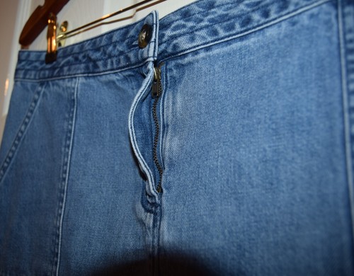 Boden Denim Stonewashed Blue A-Line Mini Short Skirt 12L TALL Pockets Zip Retro - Picture 5 of 8
