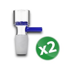 2 Piece 14MM male Glass Bong BOWL Water Pipe Blue Star    SCREEN Slide Tobacco