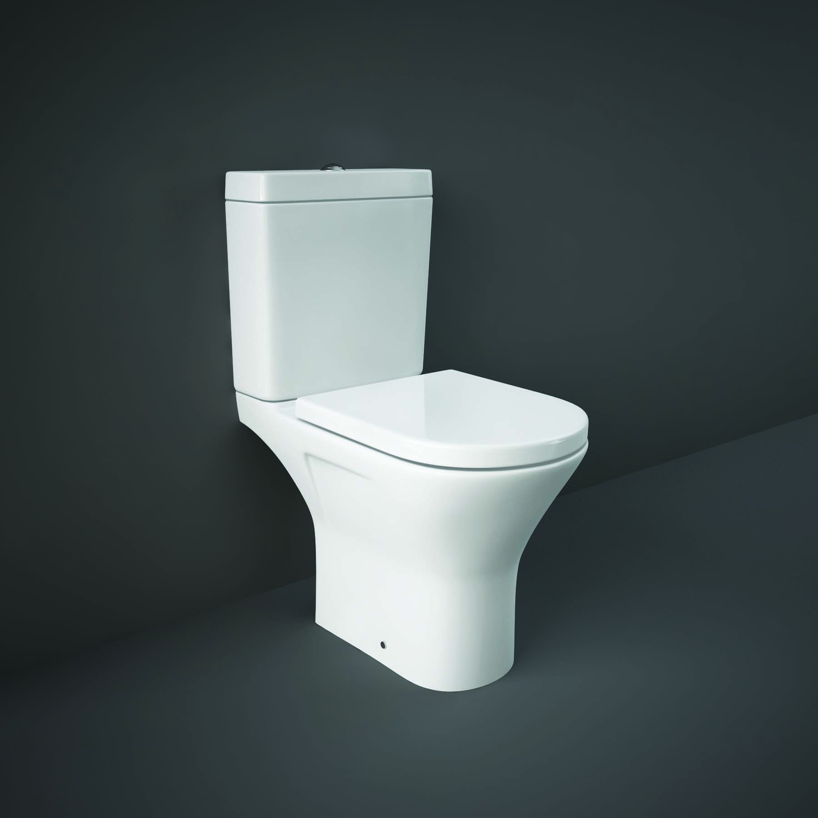 Resort Mini Close Coupled Open Back Rimless Toilet Pan + Cistern & Seat