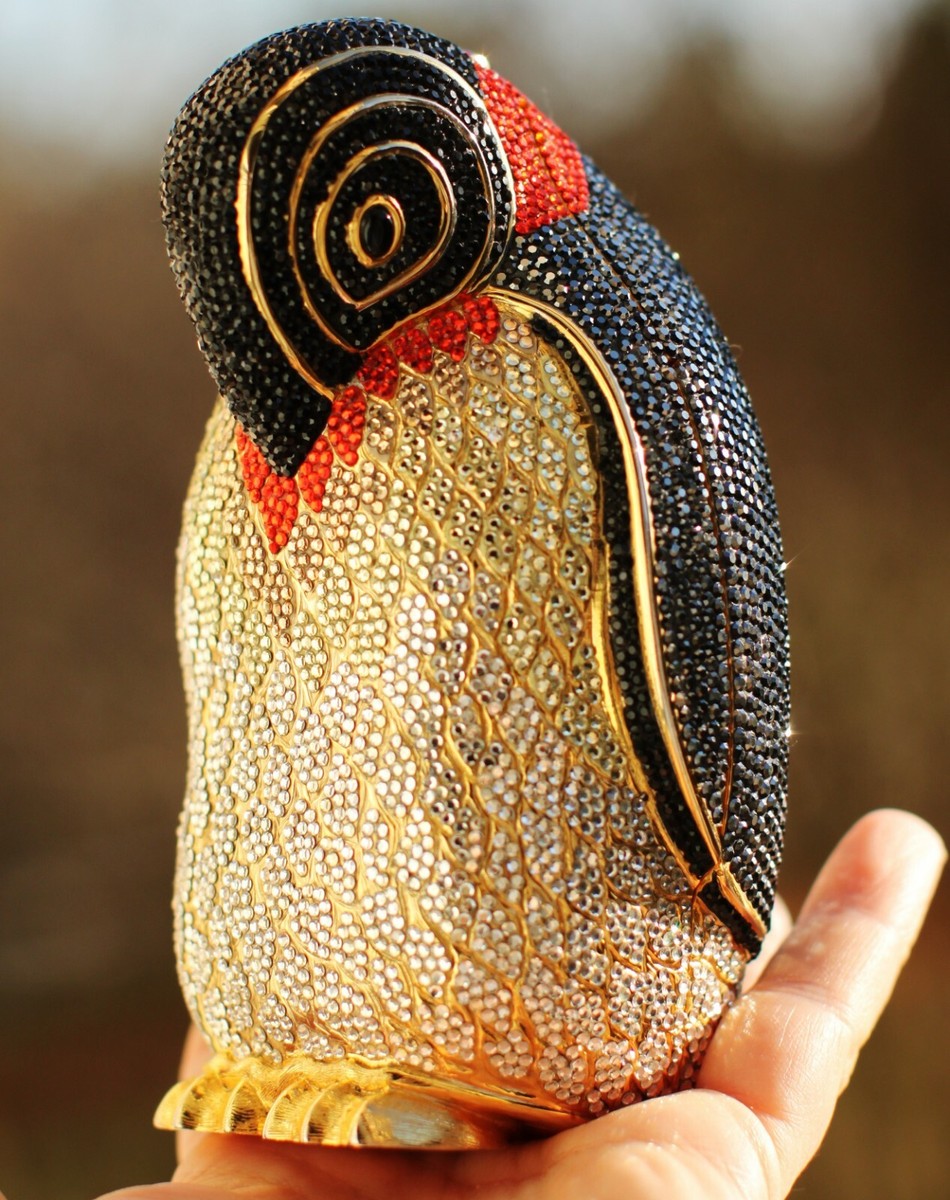 Judith Leiber Shy Penguin Swarovski Crystals MINAUDIERE PURSE BAG