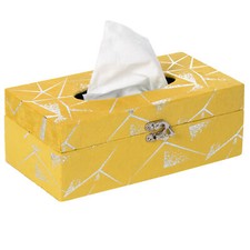 New Rectangular Velvet Modern Paper Facial Tissue Box Holder, Yellow