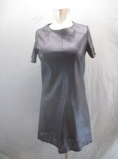 ZARA Size S  Women Black Back Zip Embroidery Cutout Faux Leather Short Dress 576