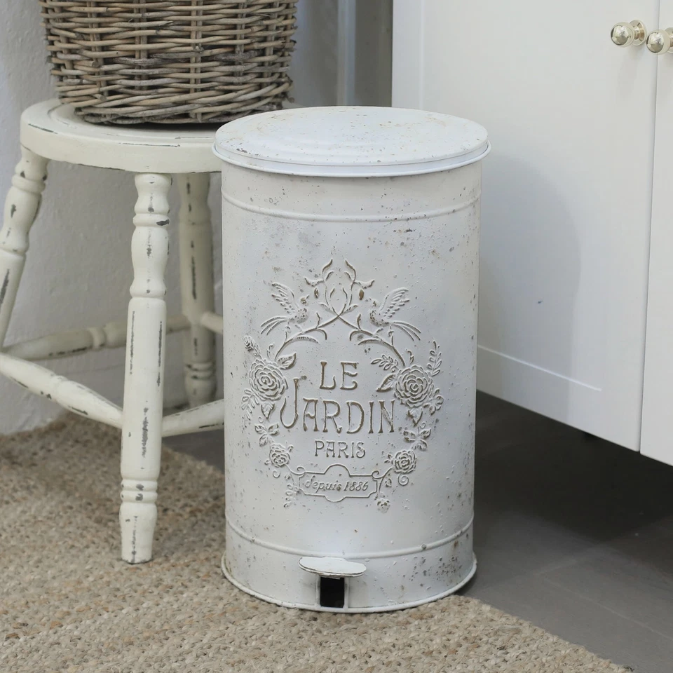 Vintage Step On Trash Can With Lid Garbage Can Waste Bin With  "Le Jardin" - Image 2 of 4