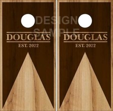 Wood Stain Triangle Name Cornhole Wrap Bag Toss Skin Decal Sticker