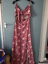 BNWT Boohoo Size 16 Pink Floral Animal Print Maxi Long Dress (624/122).
