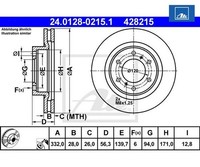 2 St. Bremsscheibe Ate 24.0128-0215.1 FüR Mitsubishi