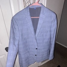 Apt. 9 Men s Blue Plaid Blazer 44R 44 Chest T...