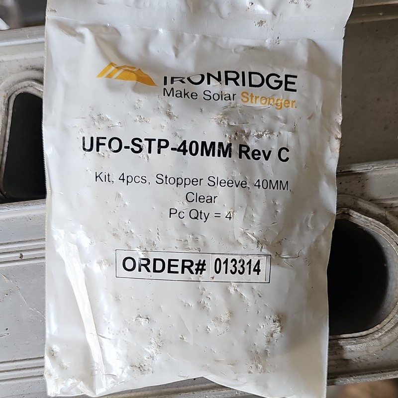 IronRidge UFO-STP-40MM Rev C Stopper Sleeve Kit 40mm Clear Plastic (4 pcs)