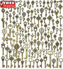125 PCS Vintage Skeleton Key Set Charms, Mixed Antique Style Bronze Brass for P