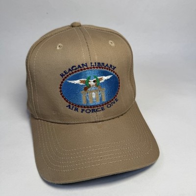 Reagan Library Air Force One Hat Navy Command Caps Men's Adjustable Khaki USA