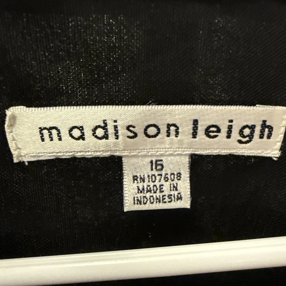 Madison Leigh Women's Sleeveless Dress Size 16 Black Layered Beads At Neck Line - Image 3 of 4