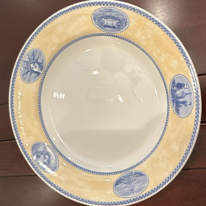 Churchill American Heritage Millennium Blue/Yellow Dinner Plate England set of 2