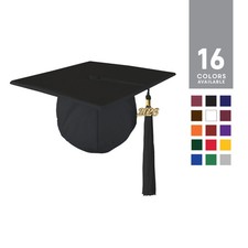 Adult Unisex Matte Mortarboard Graduation Cap with Matching Gold Charm Tassel