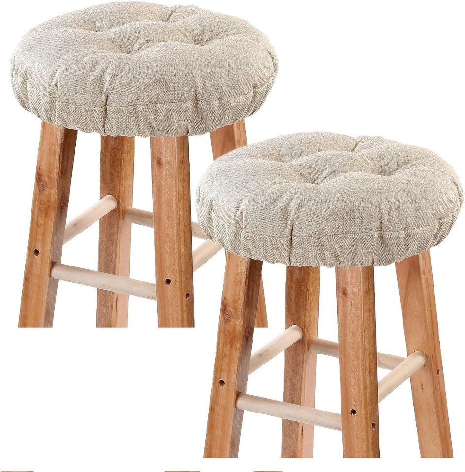 Bar Stool Covers Set of 2 Soft Nonslip Washable 12 Inch Beige - Image 3 of 4