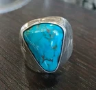 Vintage Navajo Sterling Silver High Grade Turquoise Men’s Ring Size 9.5