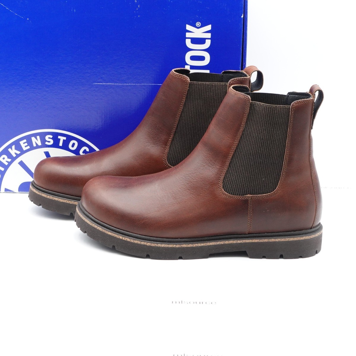 NEW Birkenstock Highwood Chelsea Deep Blue Brown Leather Boots 45 R Mens 12 Birkenstock Men main image 4