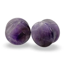Amethyst Stone Double Flare Concave Plugs (STN-654) set ear gauges PICK SIZE
