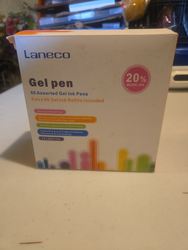 Laneco Gel Pen Set 60 Gel Pens w/ 60 Refills Multicolor Brand New