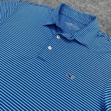 Vineyard Vines OTG On The Go Sankaty Polo Shirt Mens M Blue Striped Performance