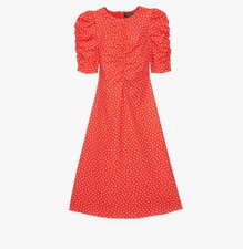 Kate Spade Spring Time Ponderosa Red Polka Dot Ruched Dress Size 14 NWT
