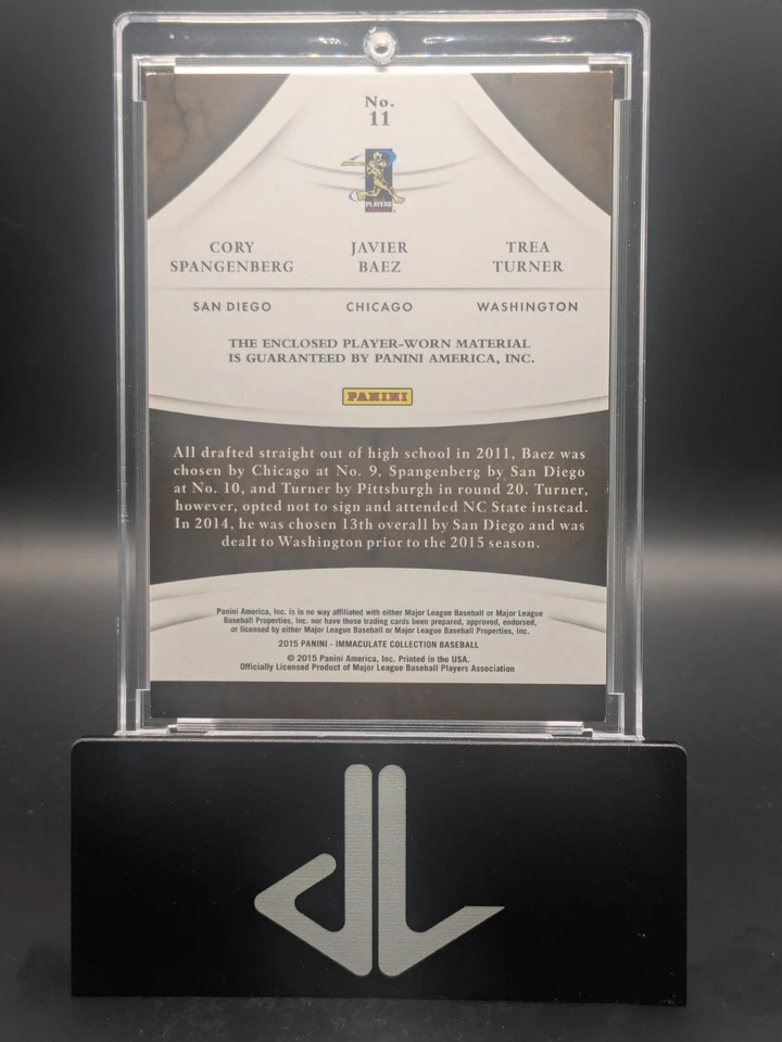 2015 Panini Immaculate Trio Players /99 Cory Spangenberg Javier Baez Trea Turner - Image 2 of 2