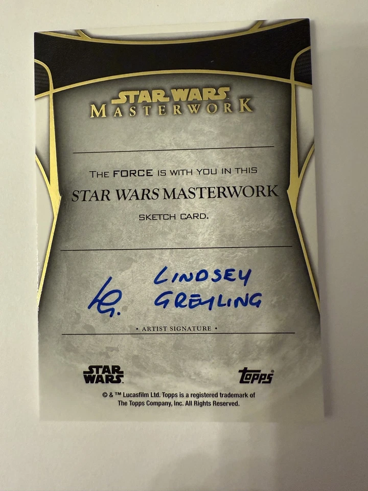 Topps Masterwork Star Wars Sketch Card By Lindsey Greyling - Rey - Image 2 of 2