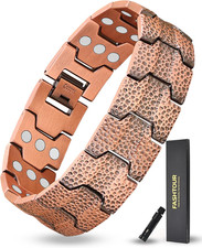 3X Copper Bracelet for Men Triple Ultra Strength Magnets, Masculine Design Pure