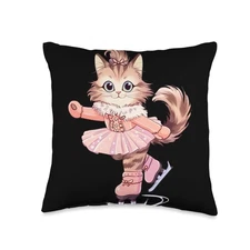 Maine Coon Cat Figure skating Figure skating Children Girls Women Throw Pillow