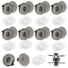 20 Sets 14 mm Magnetic Snap Buttons with Washer, Black