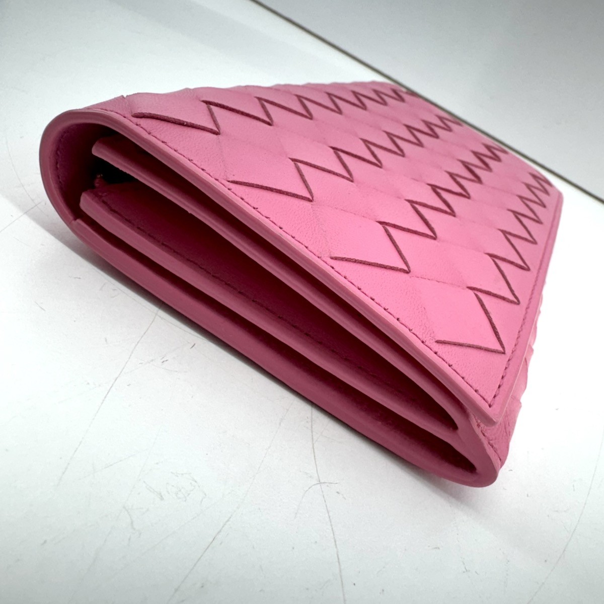 Bottega Veneta Intrecciato Woven Continental Pink Wallet