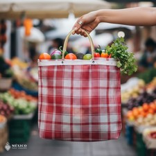 Traditional Mexican Market Tote Bag   Handmade Woven Shopping Bag
