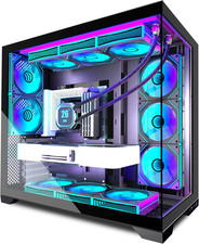PC CASE 9 PWM ARGB Fans Pre-Installed, Mid-Tower Gaming PC Case, Panoramic Tempe