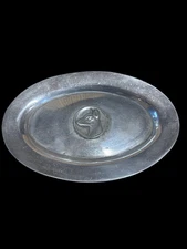 Vintage Silver Plated Oval Platter With Doberman Dog Design – Collectible