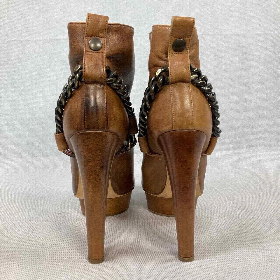 Botas Le Silla Mujer Talla 9.5 Plataforma Tacón Valetto Tobillo Hebilla Cadena Italia Foto 3 de 4
