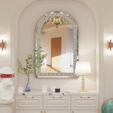 Extra Large Gorgeous Silver Mirror Stunning Arch Crystal Mirror Bathroom Hallway