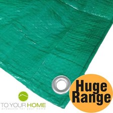 Green Tarpaulin 6 Sizes Water Resistant Groundsheet Garden Cover 80 GSM