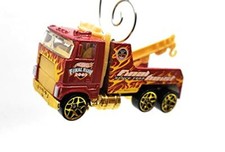 Christmas Ornament for Tow Truck Red with Flames