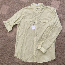 Mens Calvin Klein CK Long Sleeve Dress Casual Shirt Light Green Size Large 339