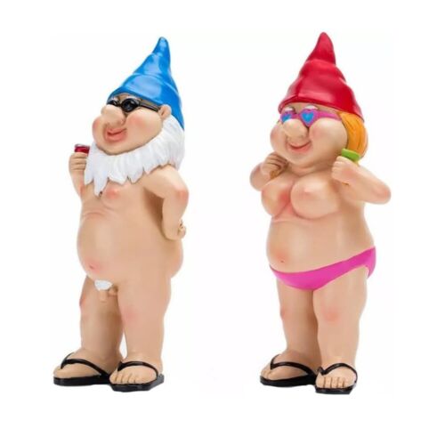 2Pcs Nude Statuary Garden Gnomes Naughty Naked Funny Gift Statue Decor Nudist AL - Picture 3 of 10