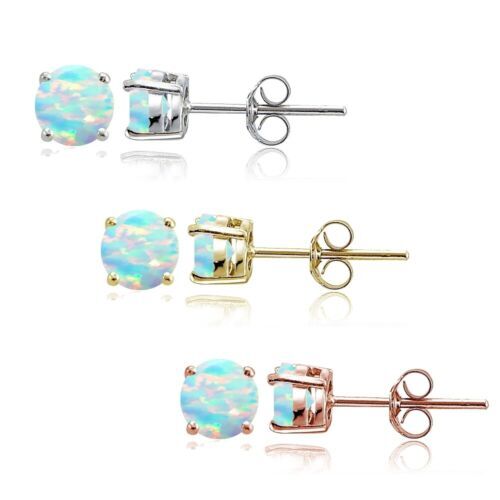925 Sterling Silber Ohrstecker mit synthetischem Opal in weiß oder grün-538xx