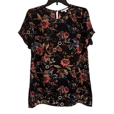 DR2 Daniel Rainn Size Small Multi-Colored Floral Pinch Sleeve  Office Top Trendy