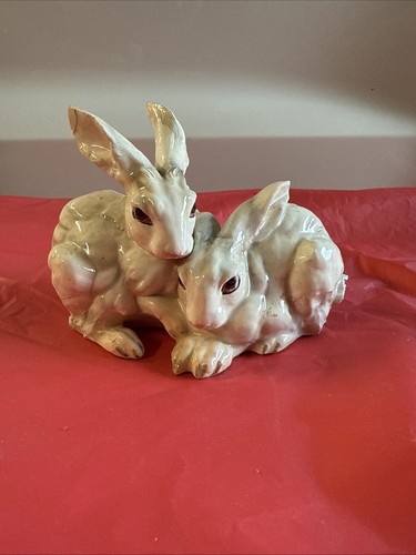 Rare Tay Italy White Rabbits Figurine by Giuseppe Tagliariol Rustic ...