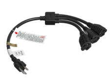 18 Inches 1 x NEMA 5-15P to 3 x NEMA 5-15R Power Extension Cord Splitter Cabl...