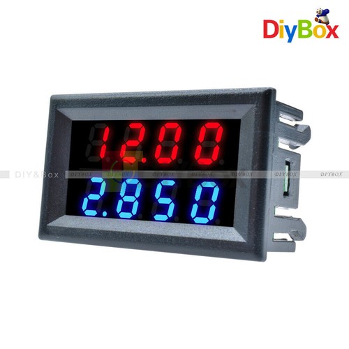 4 Bit 5 Wires DC 0-200V 10A Voltmeter Ammeter Blue+Red LED Amp Dual Digital Volt - Picture 3 of 12
