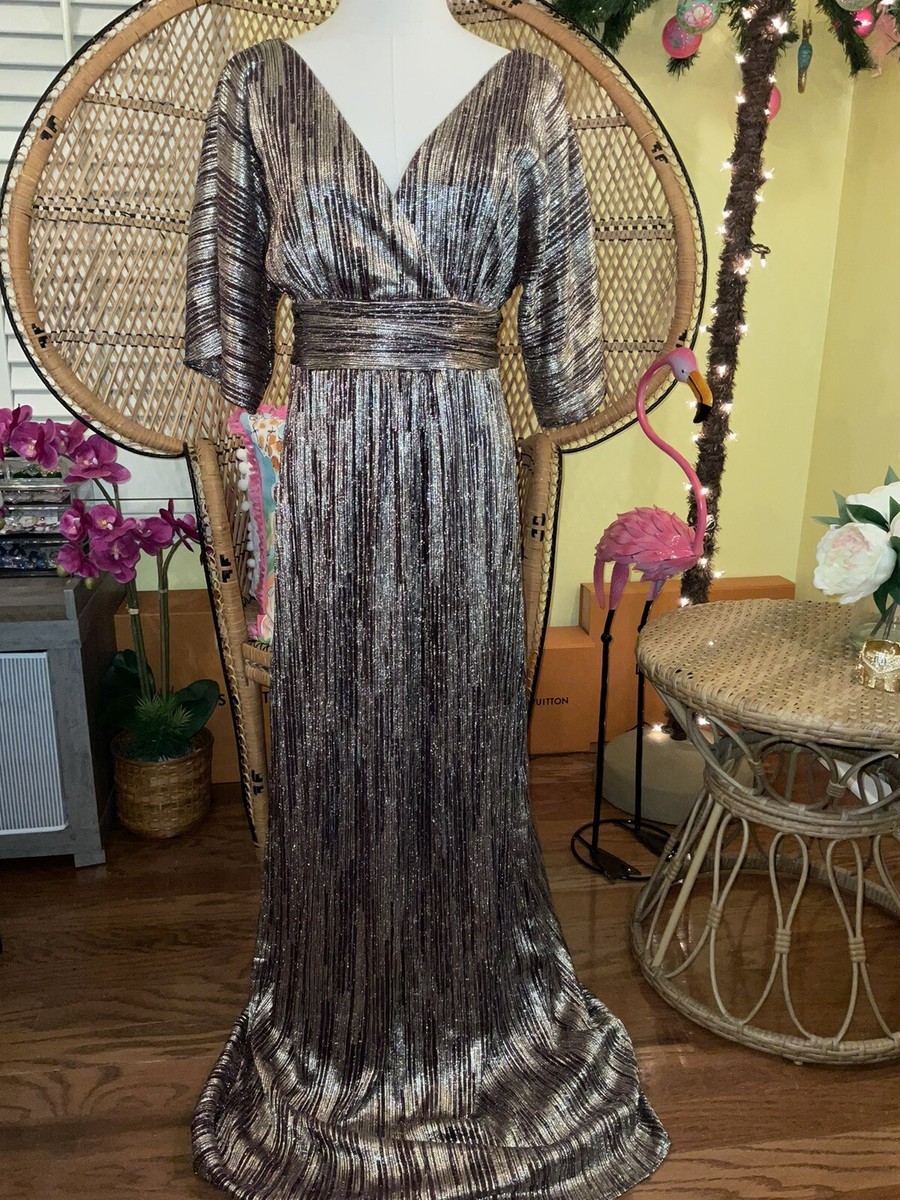 Lilly Pulitzer NWT Parigi Maxi Dress Berry Crinkle Gold Metallic $298 Size  M | eBay