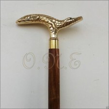 Brass Handle Wooden Walking Stick Cane Vintage Style Gift Vintage Ali gator Cane