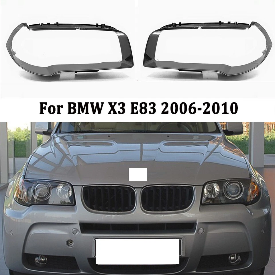 Pair Clear Headlight Lens Cover For BMW X3 E83 2006 2007 2008 2009 2010 - Imagem 2 de 4