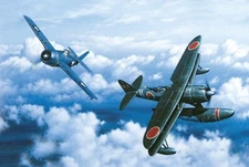 "Tough as Nails" Stan Stokes Aviation Art Print Wildcat vs. F1M2 Pete Plane