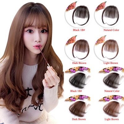 Thin Neat Air Bangs Clip In Front Fringe 100 Real Human Hair